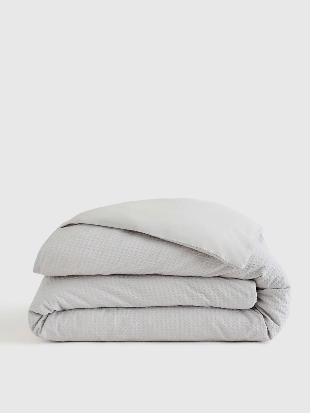 Quince Organic Luxe Honeycomb Duvet Cover in Light Grey Full/Queen